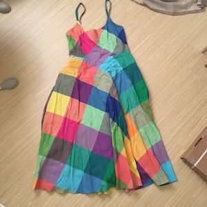 Liz Claiborne Rainbow Gingham Linen Maxi Dress
